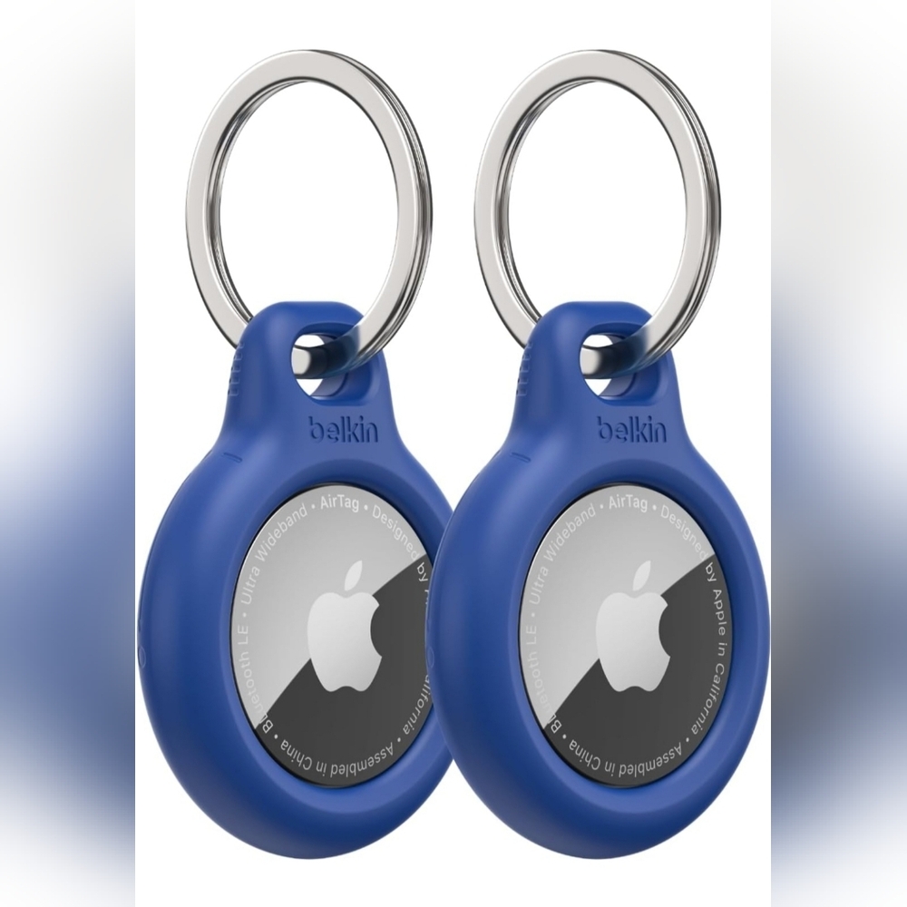 Belkin Blue Apple AirTag Secure Holder Keychain Set Of 2